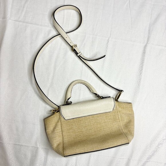 Kate Spade Wellesley Place Fabric Johanna Cream Tan Woven & Leather Shoulder Bag - Picture 3 of 9